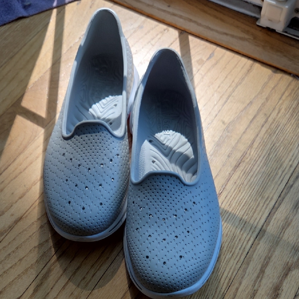 Skechers Women's Perforated Slip-On Flats - Light Gray